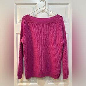 Lauren Ralph Lauren Pink Knotted Knit Sweater Size M Boat Neck Preppy Mature
